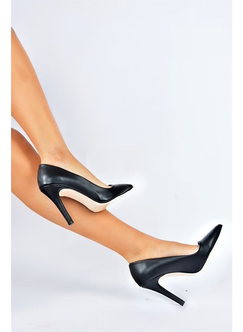 Fox Shoes كعب رفيع نسائي من الجلد الصناعي الأسود L253971509 - Image 5